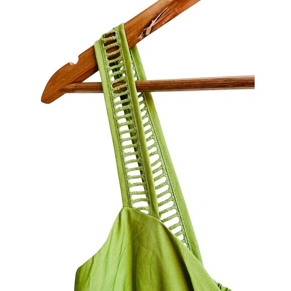 Moon River Green Smocked Waist Eyelet Midi Dress Sleeveless Size M NWT - Picture 8 of 13